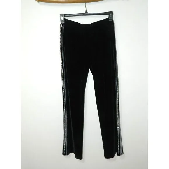 Dolce & Gabbana D&G Sweatpants Women Size Medium‎ Black Velour Rhinestones Y2K